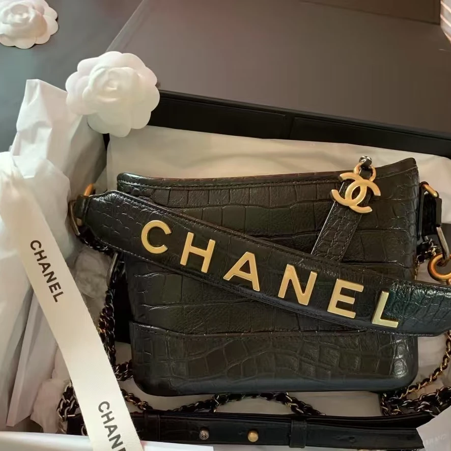 99新 Chanel/香奈儿 4566|香奈儿鳄鱼纹流浪斜挎包小号