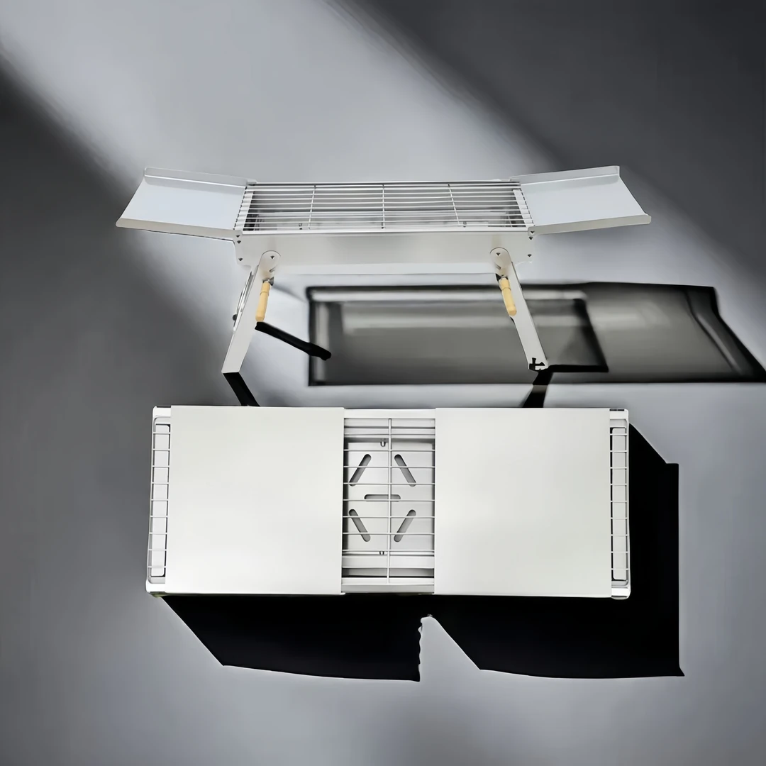 炉腿可调节户外便携一体式不锈钢烧烤炉