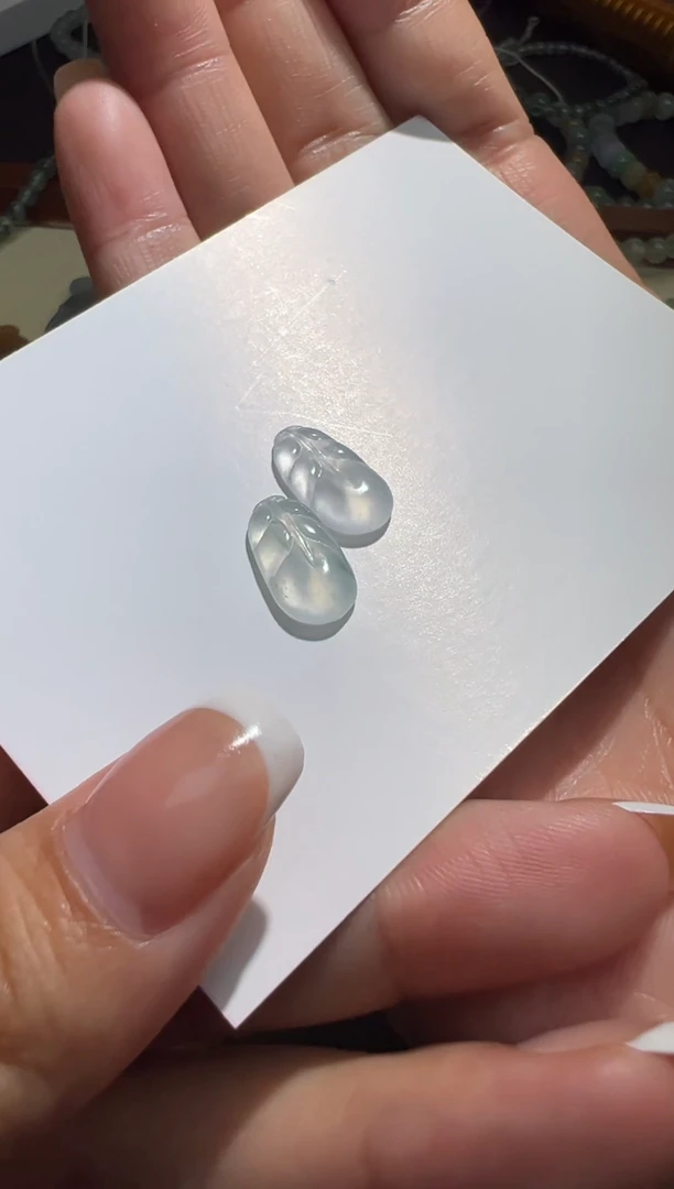 未镶嵌定制翡翠冰叶子耳饰