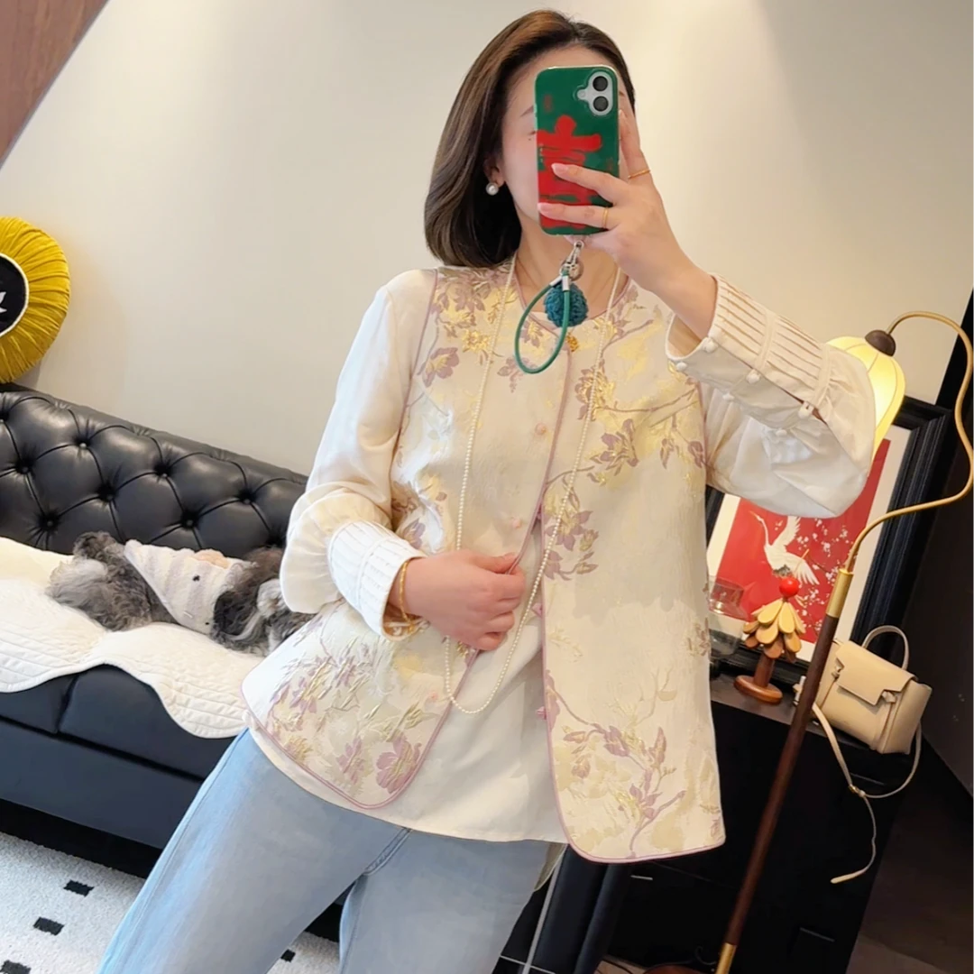 Art li 莉姐春季新款国风百搭气质时尚双面双穿马夹中式马甲7716