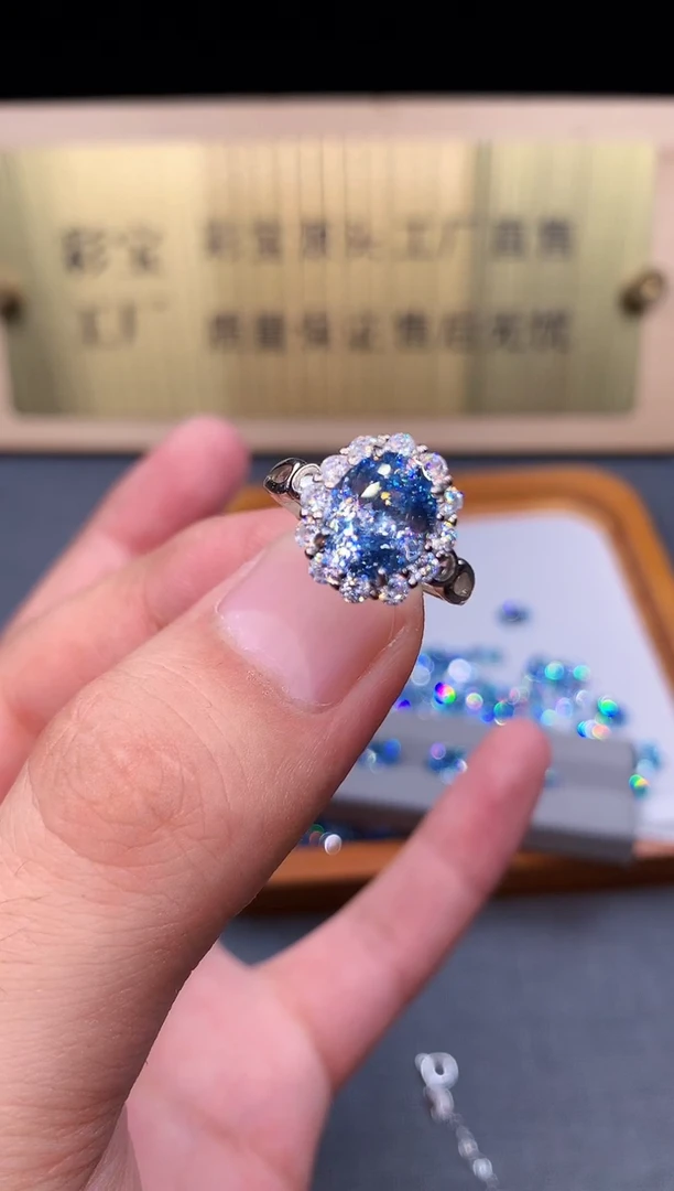 海蓝宝石戒指银S925镶嵌.......