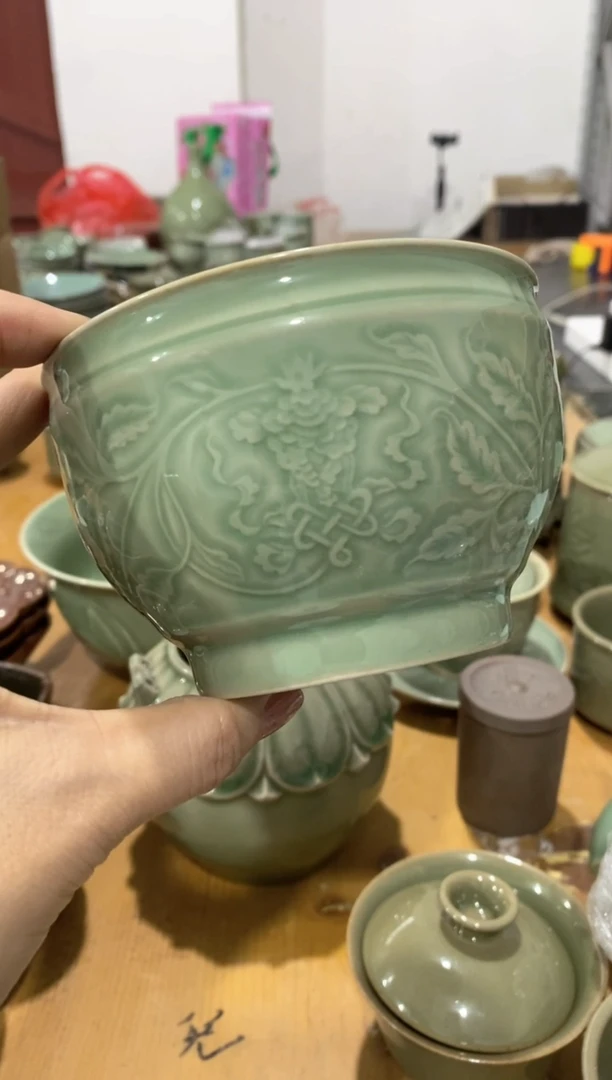 耀州窑微瑕处理TS025 吉祥八宝水盂 一个