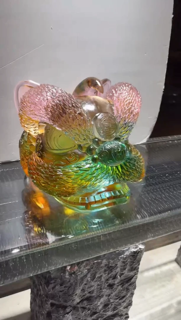 摆件CS0202060大号醒狮艺术琉璃摆件