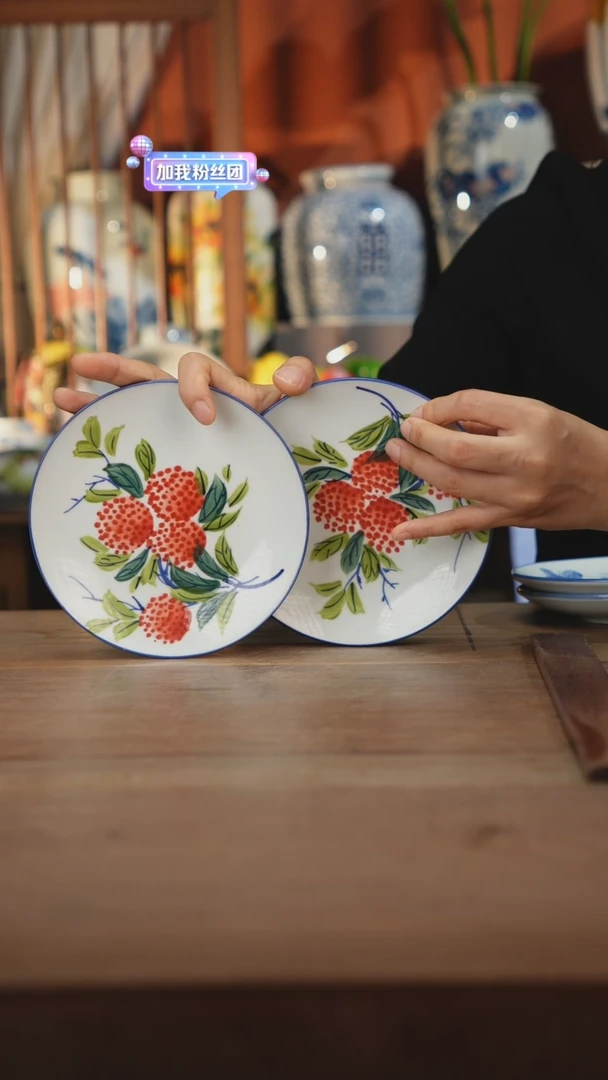 瓷片【简家甄选】景德镇设计师釉下手绘陶瓷餐具