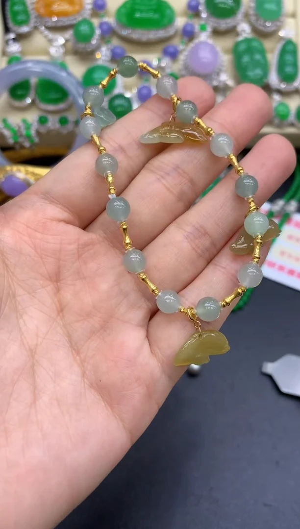 18K金镶嵌手链翡翠285-中国好珍宝