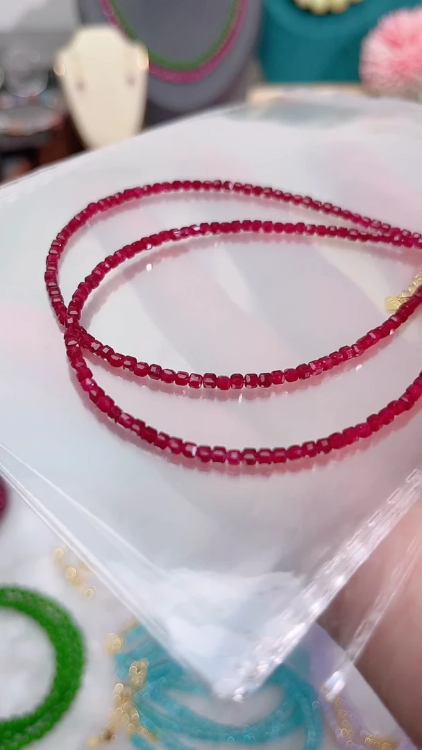 手链银S925镶嵌红宝石脚链69