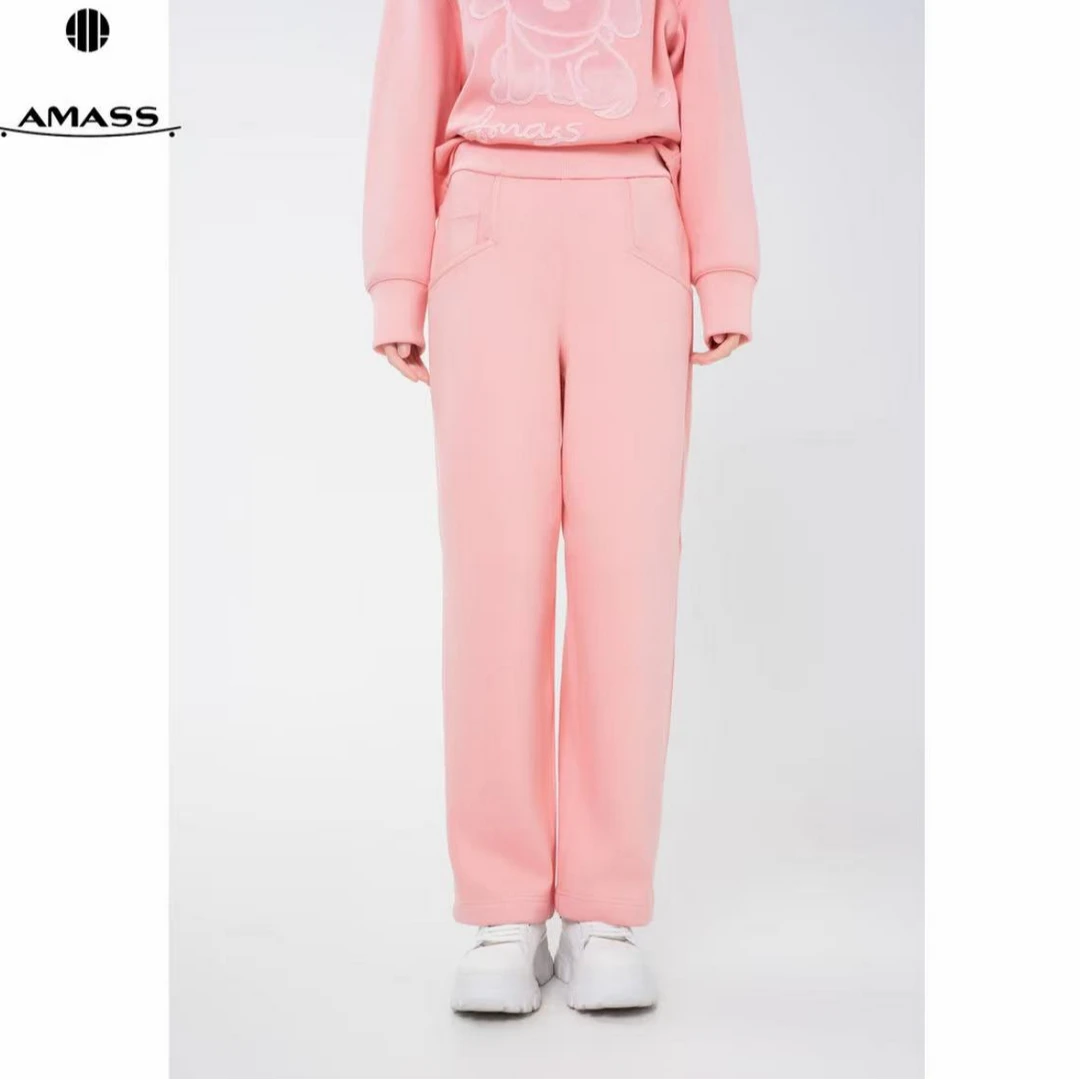 AMASS/阿玛施秋冬小众设计感时尚加绒厚款高腰直筒休闲长裤510026