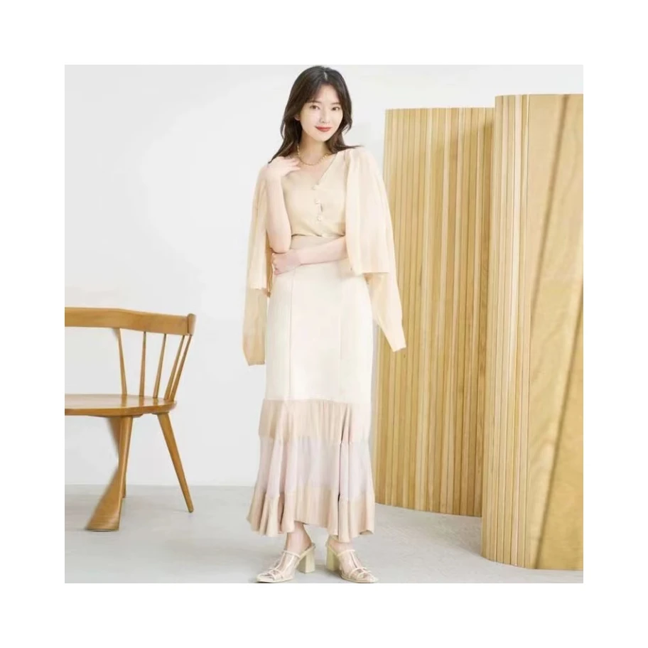 【Montendre】   春夏 C 百搭时尚气质高腰雪纺拼接鱼尾裙