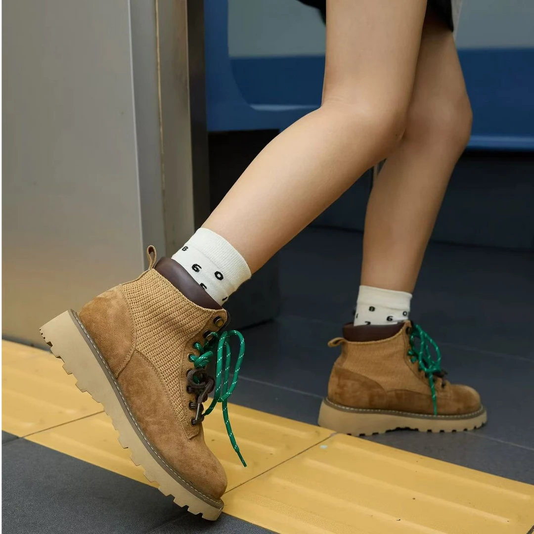 早秋马丁靴女新款英伦风短靴源头厚底女靴大黄靴815