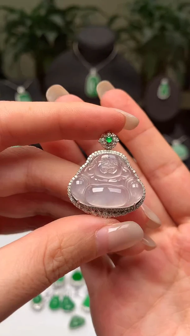 翡翠18K金镶嵌吊坠(不含链)佛公