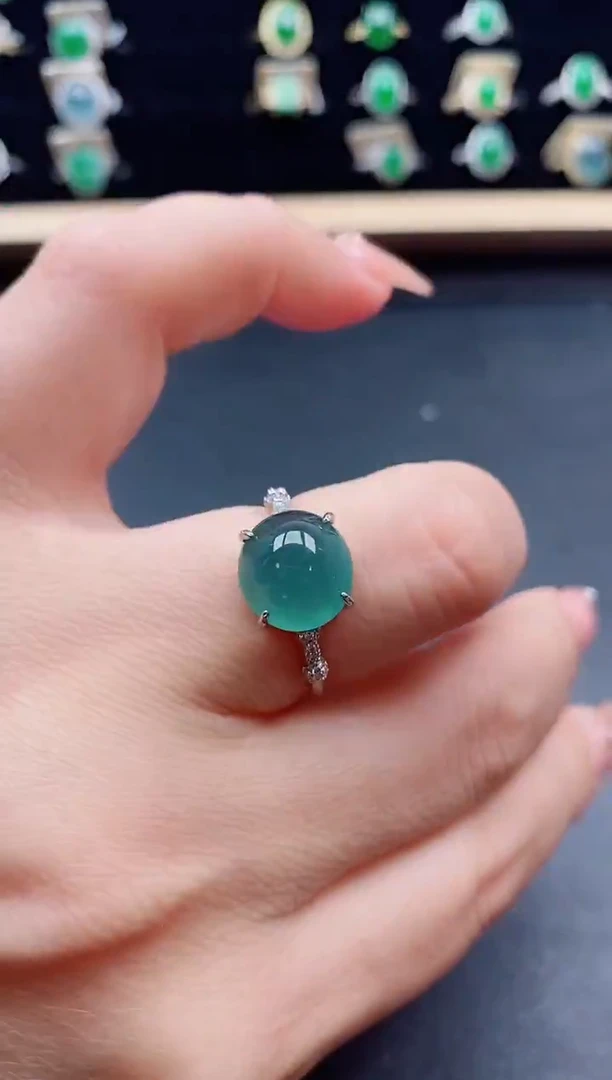 银S925镶嵌戒指翡翠1