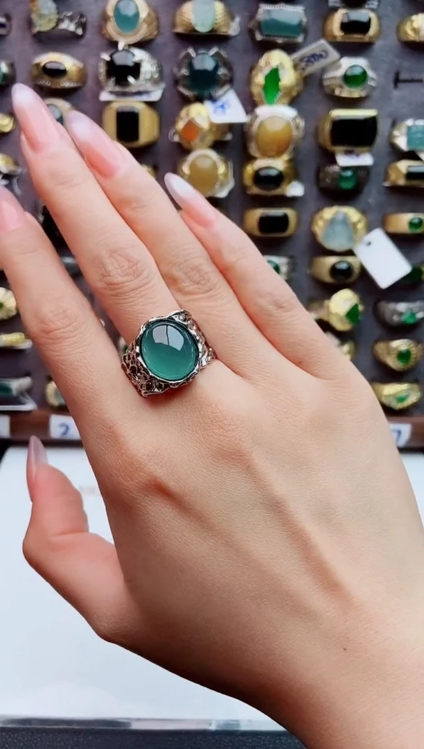 未镶嵌戒指翡翠九**海天然翡翠男戒