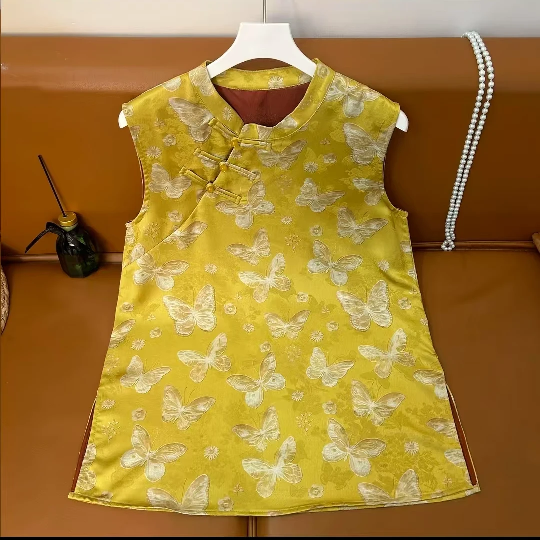 蝴蝶新中式国风气质时尚复古百搭宽松夏季上衣短袖女装