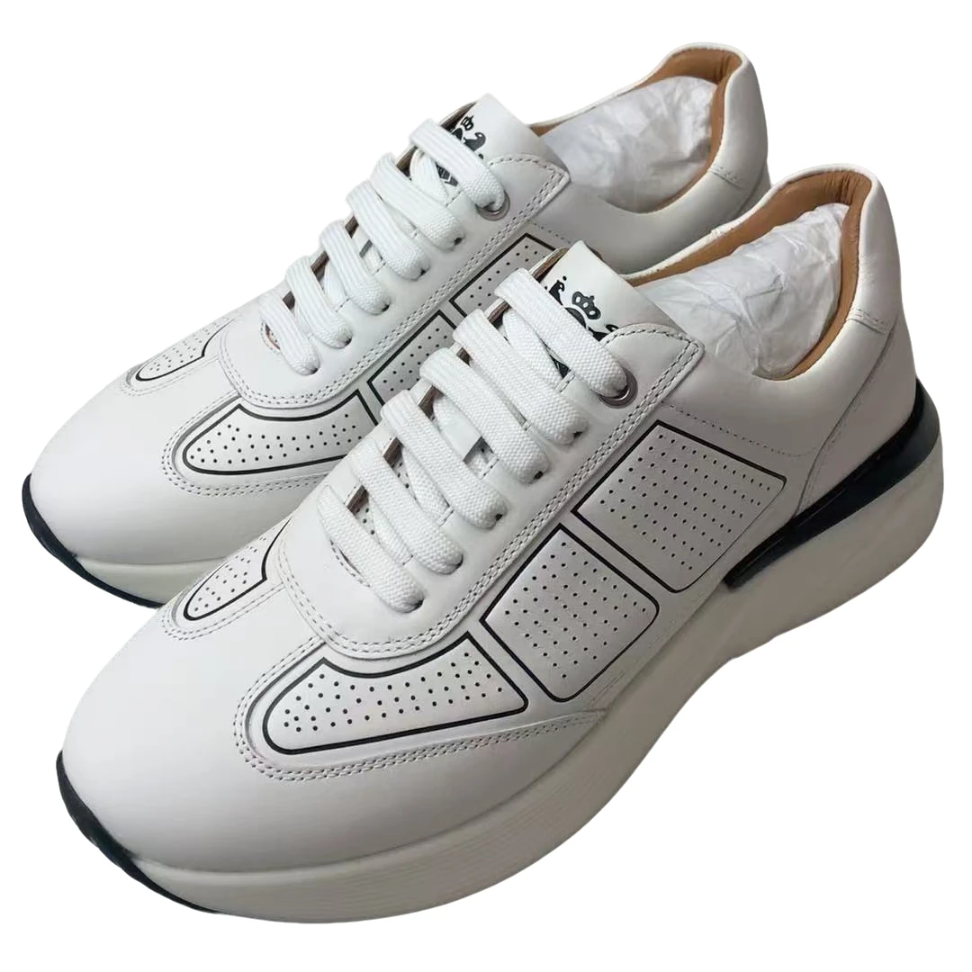 铁狮丹尼布鲁提风真皮休闲鞋男款时尚百搭白色低帮系带