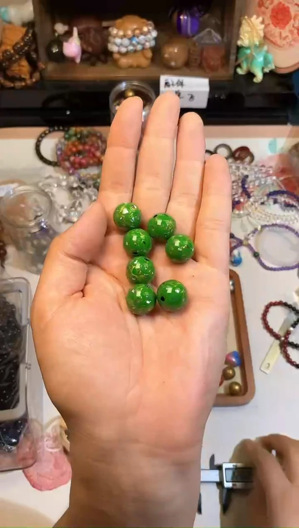 非洲檀香手串/手链卡15绿金色大漆单珠