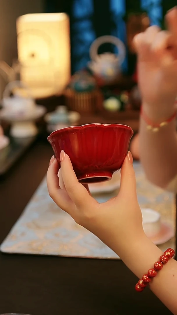 青云茶斋陶瓷茶具红碗