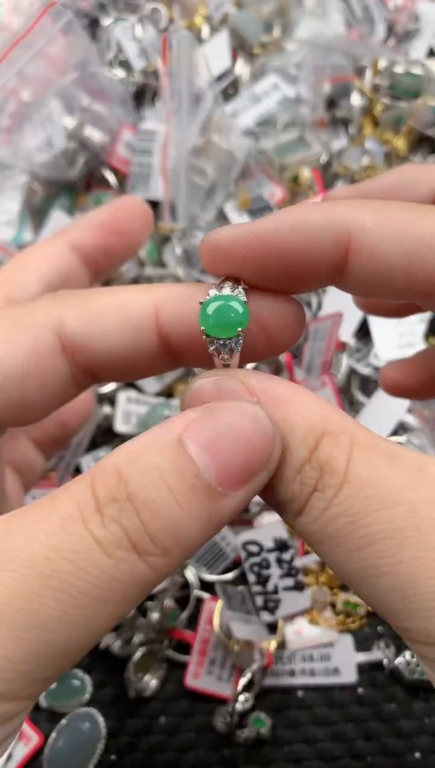 银S925镶嵌戒指翡翠777   6