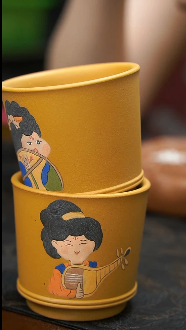 茶壶紫砂一对小唐人杯