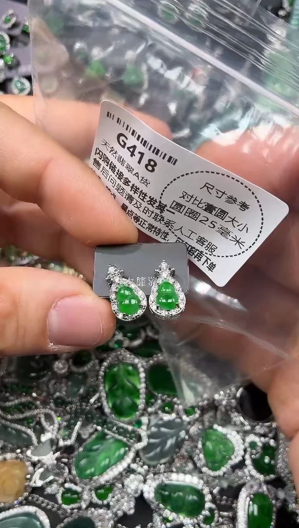 颈饰未镶嵌翡翠G418耳钉