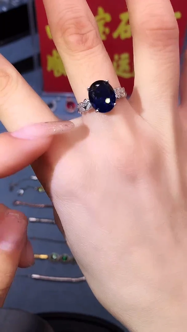 【闪购商品】蓝宝石戒指银S925镶嵌111111