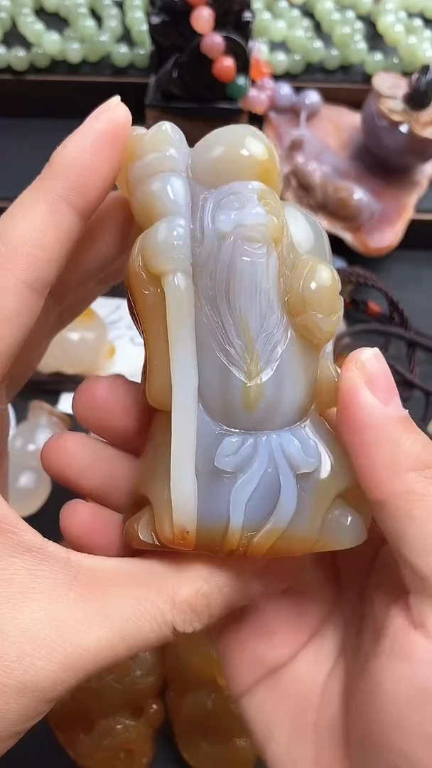 【闪购商品】玛瑙/玉髓寿星未镶嵌摆件
