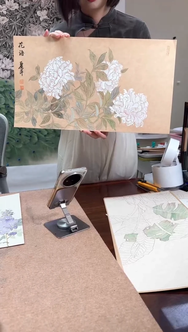 国画y/天津人美-张丽萍1平尺没骨花鸟作品