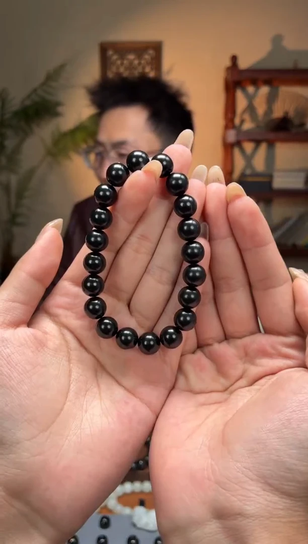 未镶嵌手串和田玉黑青10圆