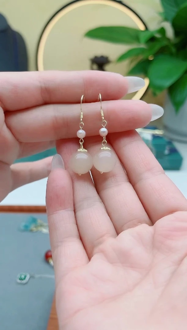 银S925镶嵌淡水珍珠耳饰660