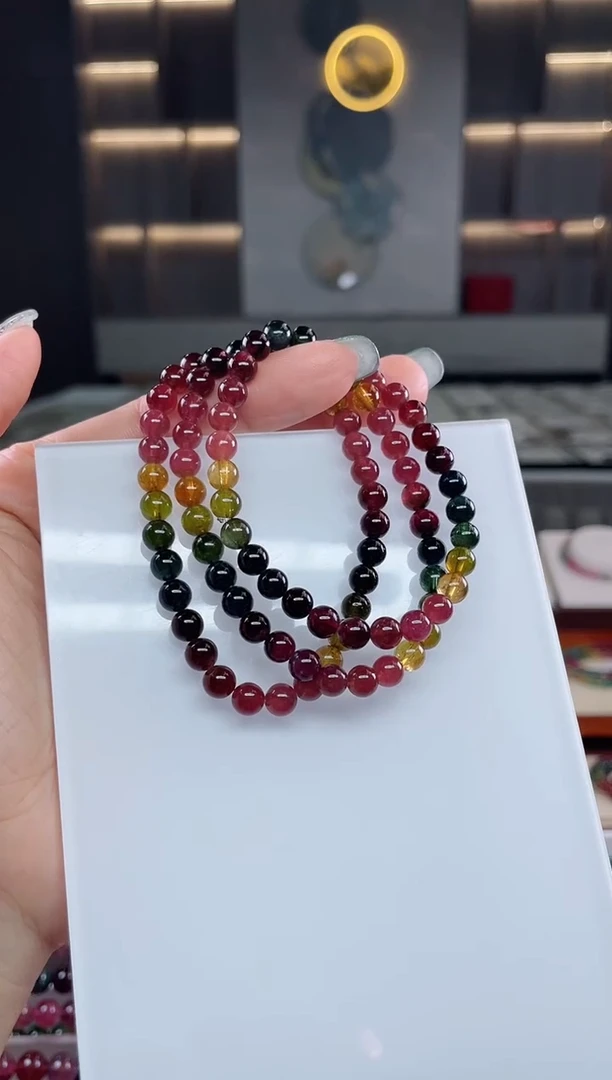 未镶嵌三圈手串碧玺（多样性发一条）T