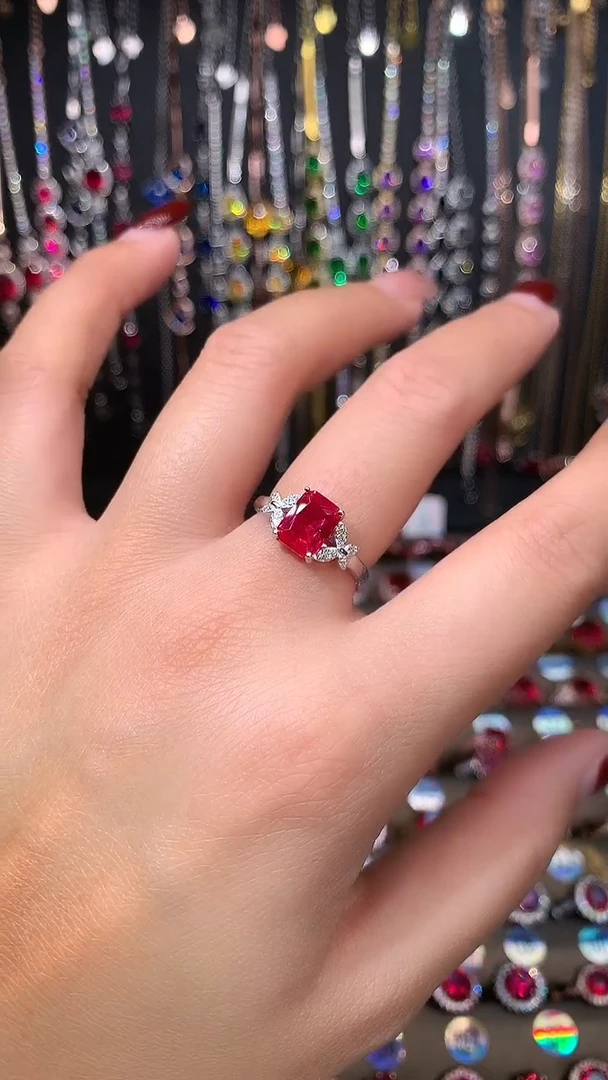 【闪购商品】红宝石戒指银S925镶嵌银色