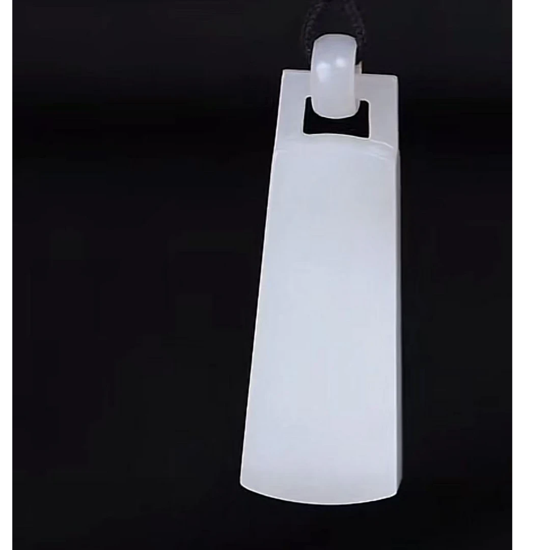 【鹿鸣】称心 | 和田玉俄巴沙羊脂白玉秤砣颈饰50*17.7*9mm   LM09
