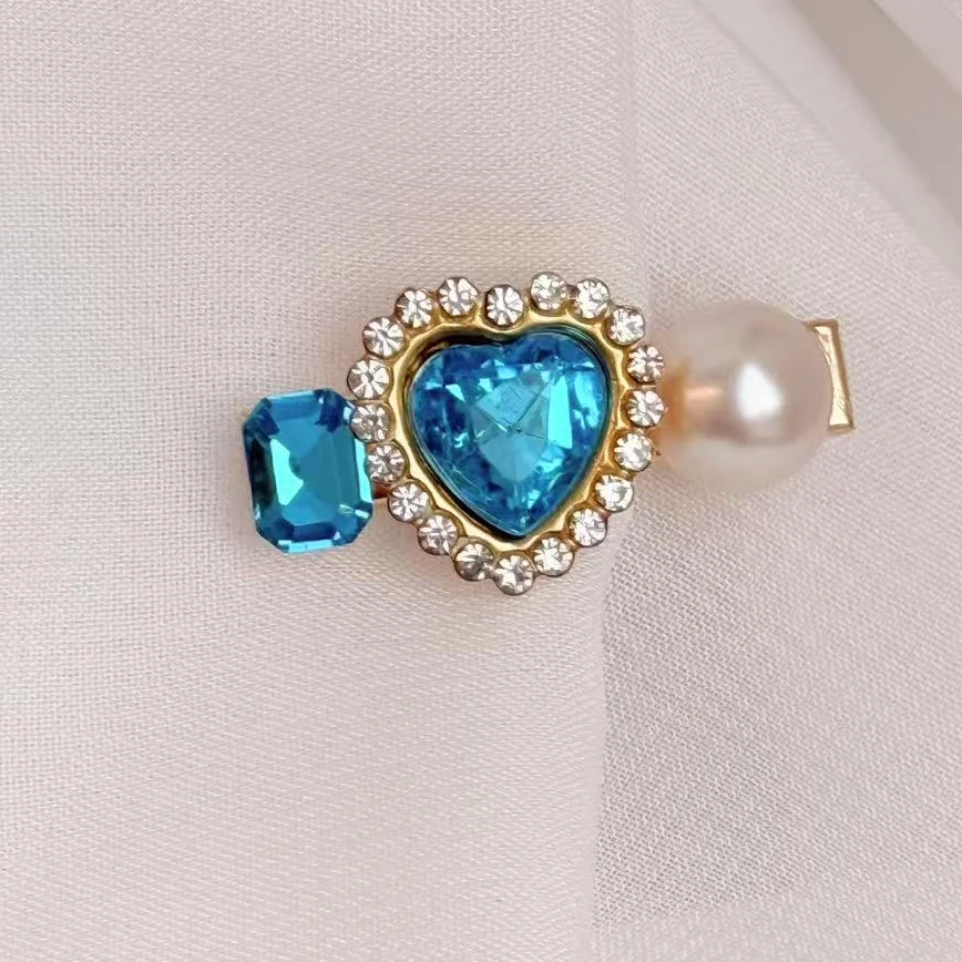 蓝调发夹蓝色气质发卡发卡时尚精致轻奢复古精致海洋之心素款