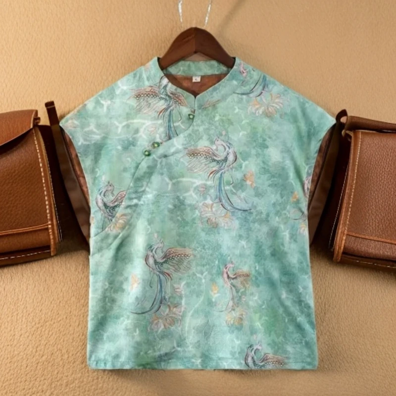 8829-新中式国风立领斜襟盘扣衬衫女夏季新款