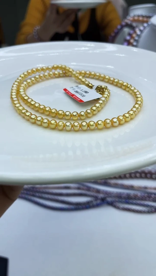 未镶嵌项链淡水珍珠黄色系小米项链