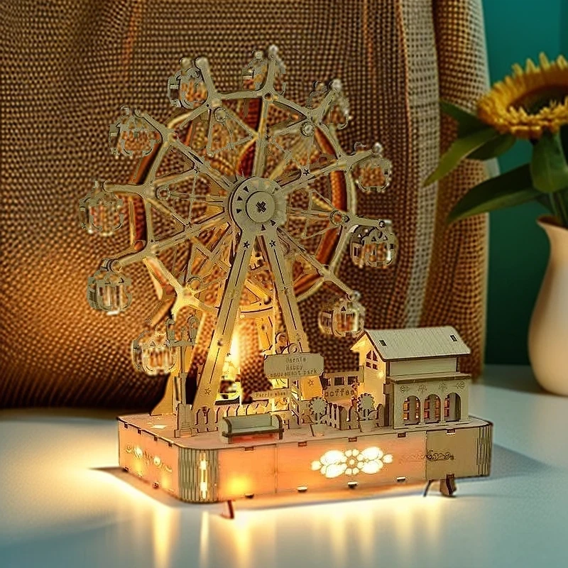 浪漫音乐摩天轮八音盒DIY手工拼装木质模型组装情侣女生日礼物