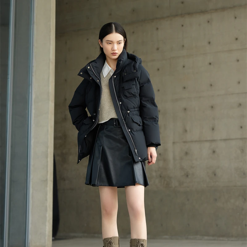 百靓苑带帽一手长羽绒服822