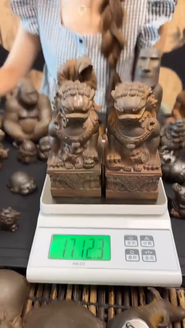铁创意国潮家居摆件-京狮8.5厘米一对