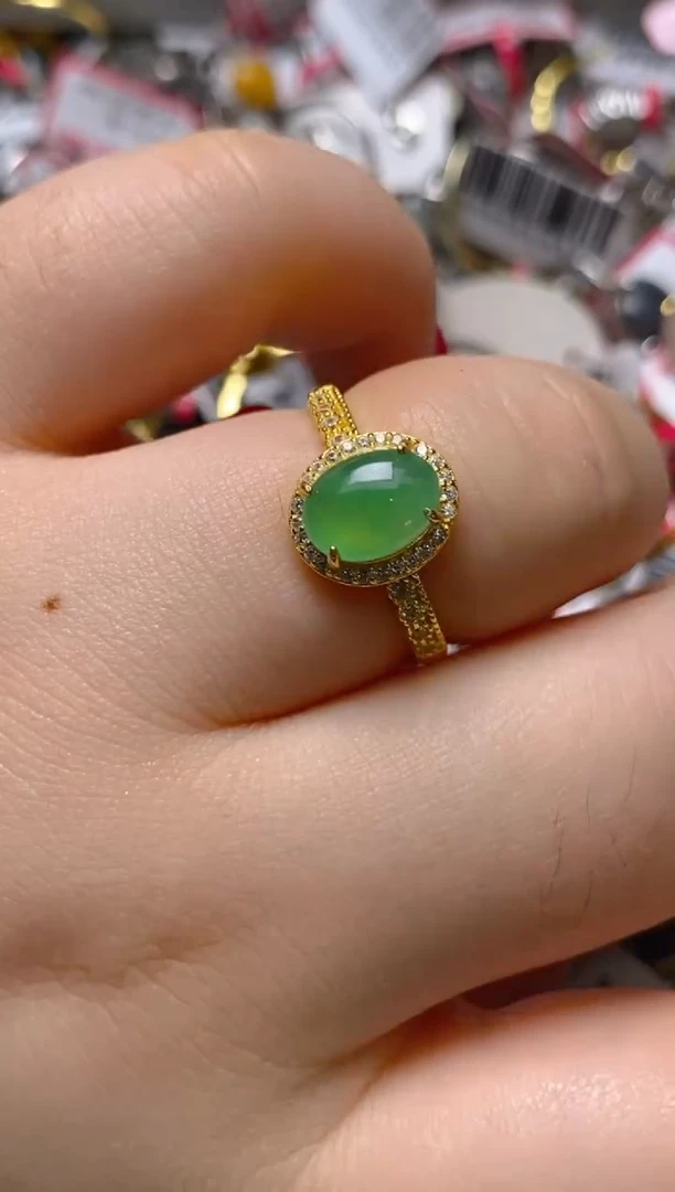 银S925镶嵌戒指翡翠百内无证书