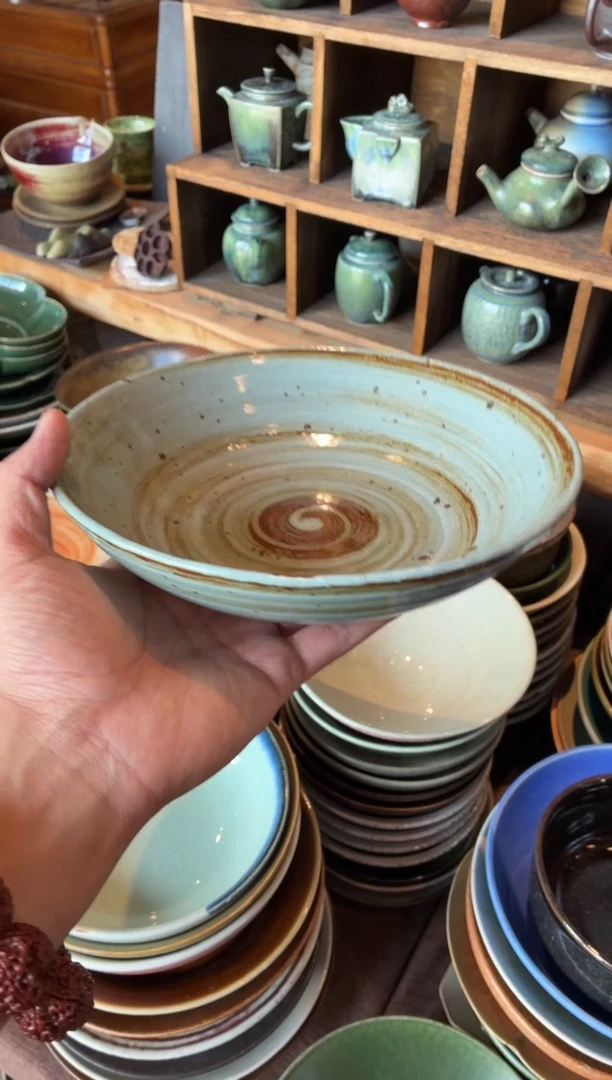 瓷片8寸蓝麻点锅盘菜盘（全量）