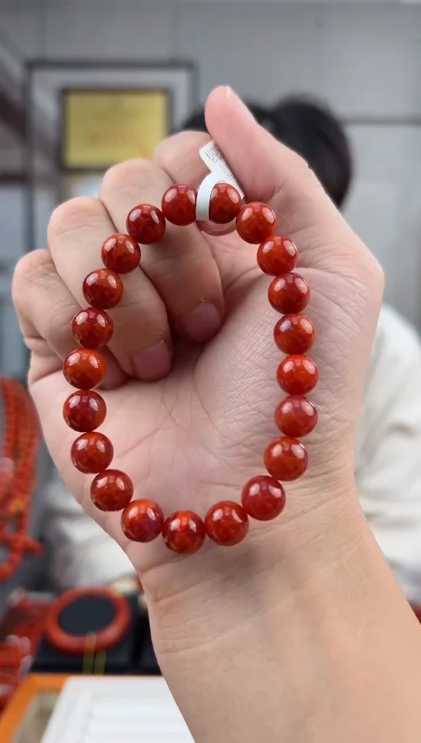 【送福珠宝】瓦西老矿牛血火焰纹高货（玉化）单圈9+mm@t07337@