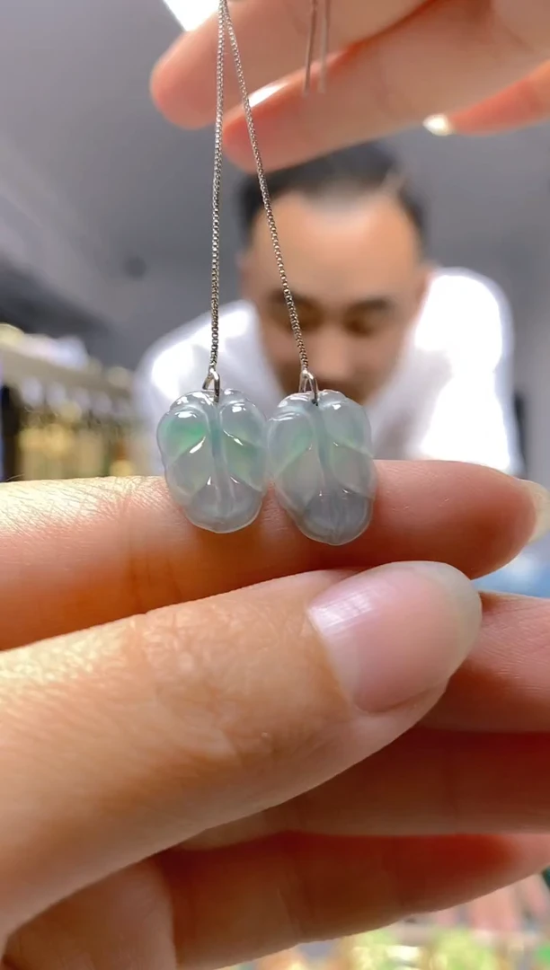 【闪购商品】翡翠耳饰银S925镶嵌0138翡翠耳线