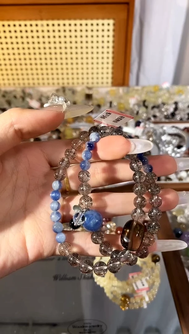 未镶嵌手串水晶蓝晶石茶随行三圈手串