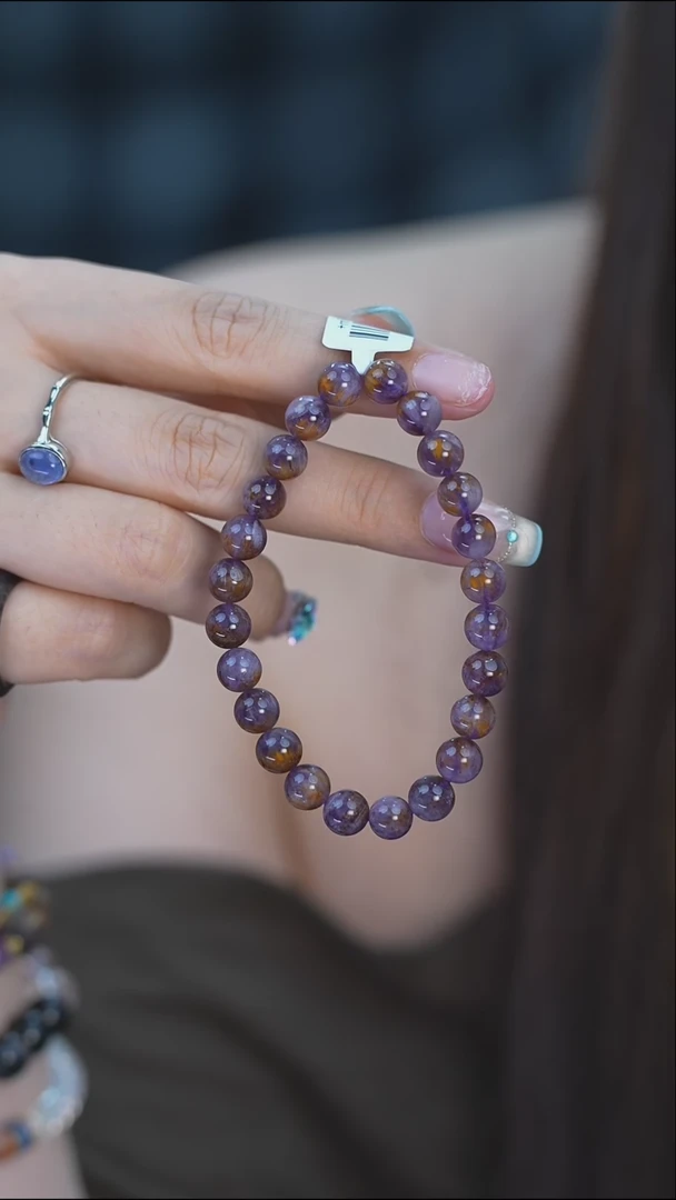 水晶手链未镶嵌紫钛晶素串7m+