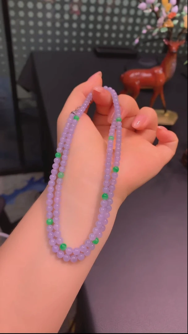 未镶嵌手链翡翠紫珠串1