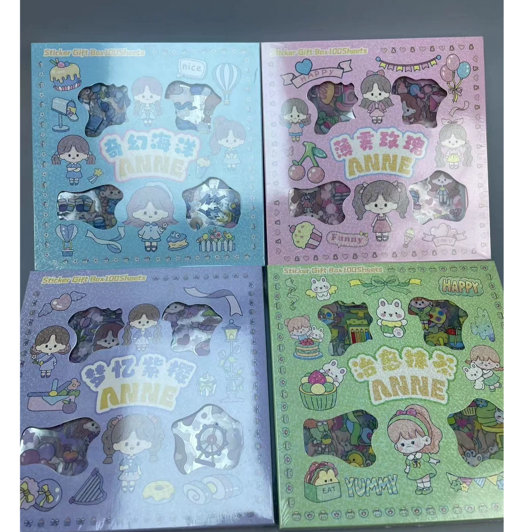 学生盒装手账贴纸ANNE1001【颜色不挑】
