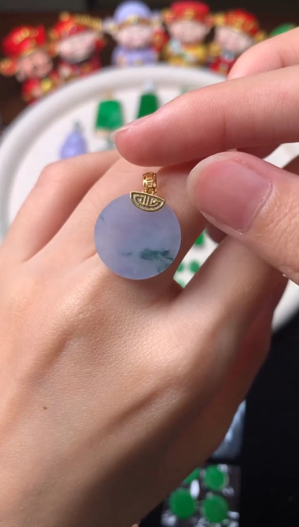 翡翠18K金镶嵌吊坠(赠链)吊坠