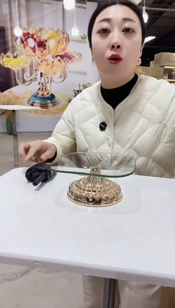 方形高脚干果盘【印花底座】