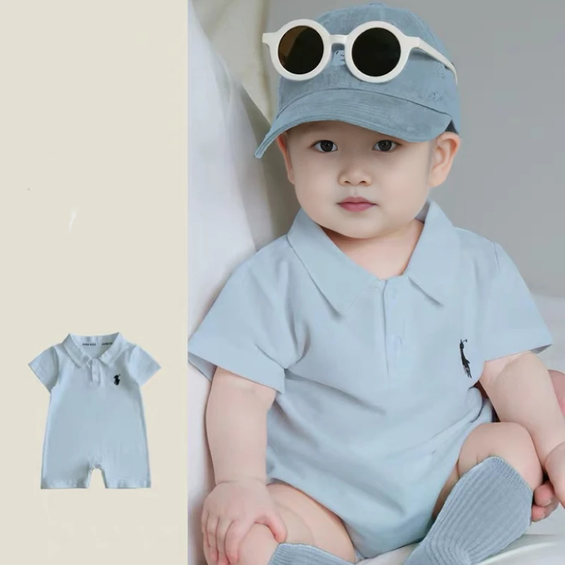 【送袜子】夏装婴儿Polo衫短袖连体衣夏季洋气婴幼儿哈衣薄款宝宝