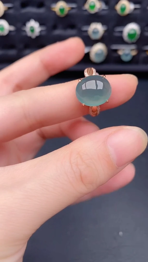 银S925镶嵌戒指翡翠天然a货翡翠203