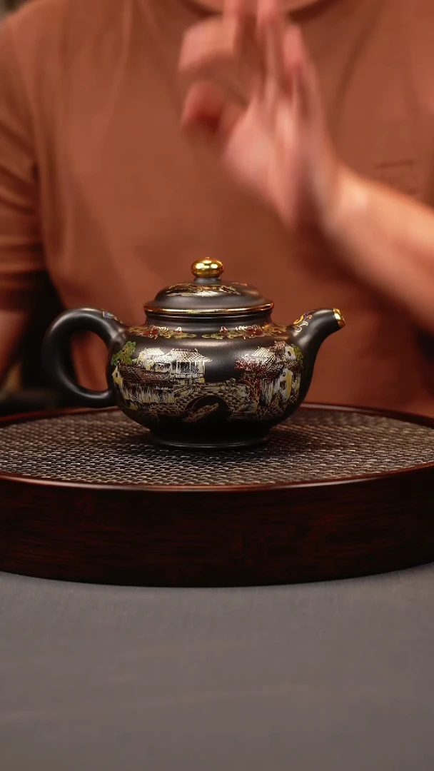 茶壶紫砂石黄 掇只 忆江南珐琅彩
